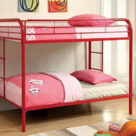 Rainbow Twin/Twin Bunk Bed Red CM-BK1032-RD